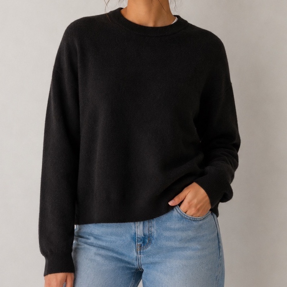 Christian Lacroix 100% Merino Wool Sweater Women's M Black Luxury Minimalist